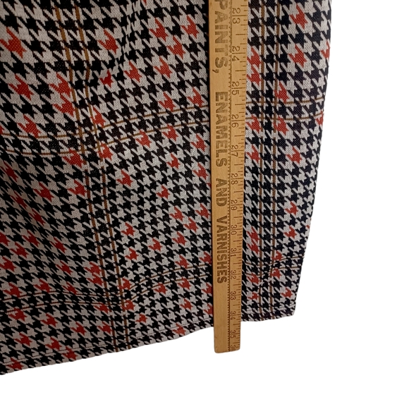 MISTYROSE Houndstooth Plaid Print Orange Black Cream Retro Sheath Dress L NWT - Picture 8 of 9